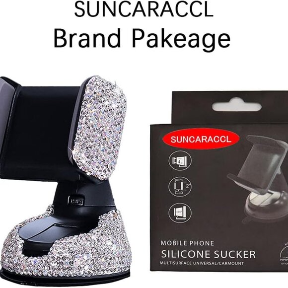Bling Car Phone Holder, 360°Adjustable Universal Rhinestone Crystal Auto Phone M - Picture 7 of 7